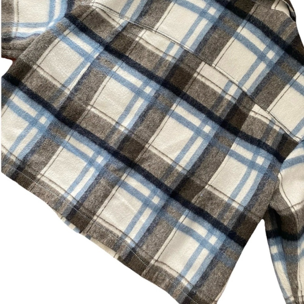 Stylish Zara Plaid Cropped Jacket 🤎 Oversized Fit Cozy Layering Piece Size S - Picture 8 of 9